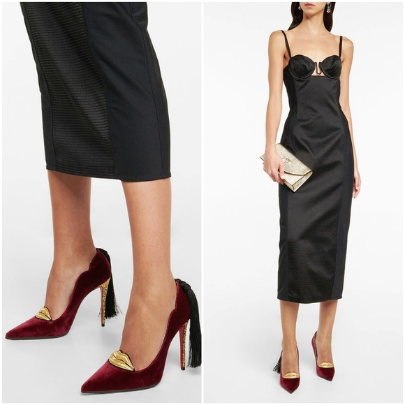 Christian Louboutin Hot Chick 100 Kiss Velvet Tassel Pumps Loubi Mystery 38.5